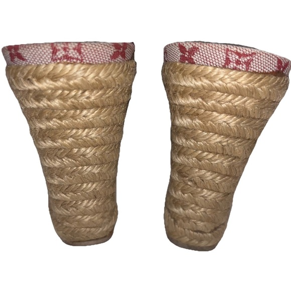 Vintage LOUIS VUITTON Espadrille Wedge Sandals Pink Monogram EU 38.5 US 8 Y2K - Picture 7 of 11